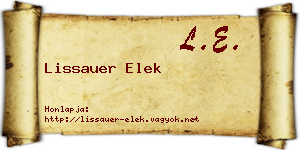 Lissauer Elek névjegykártya